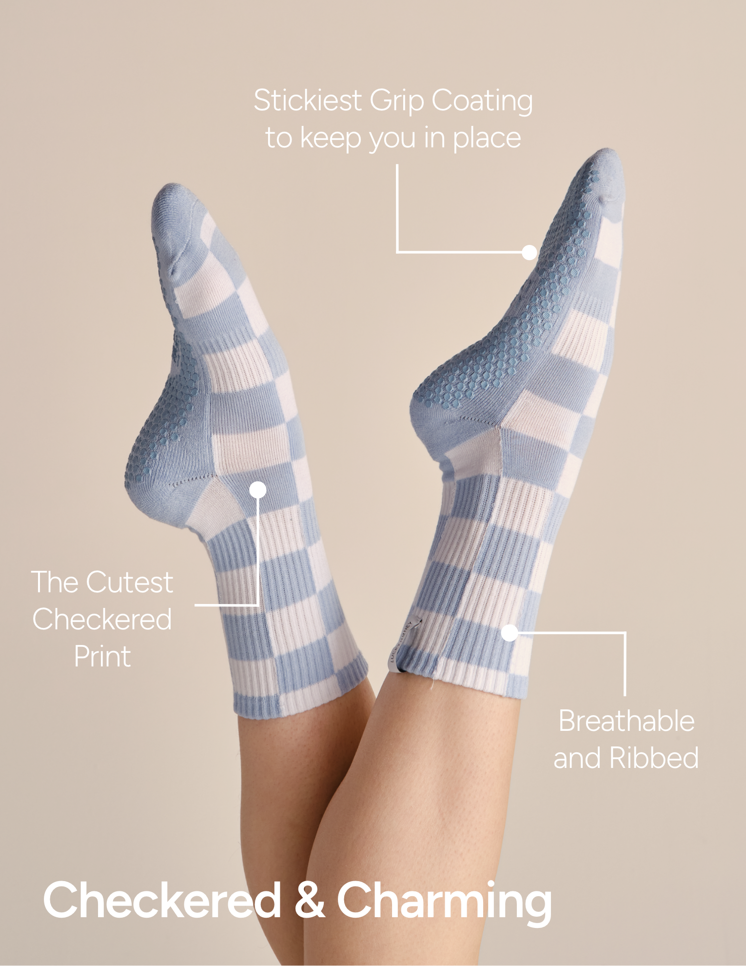LUCKY HONEY - The Checkered Crew Grip Sock