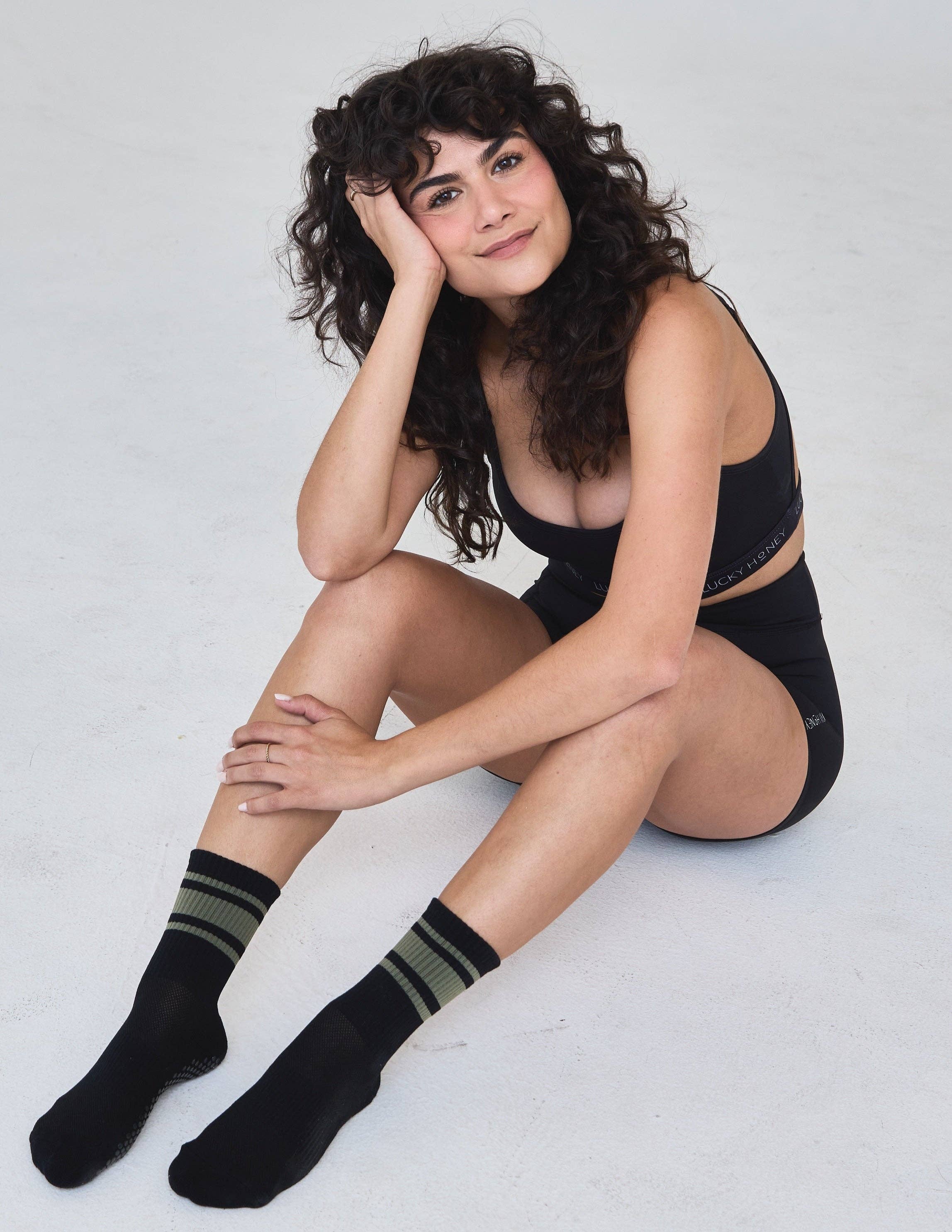 LUCKY HONEY - The Crew Stripe Grip Sock