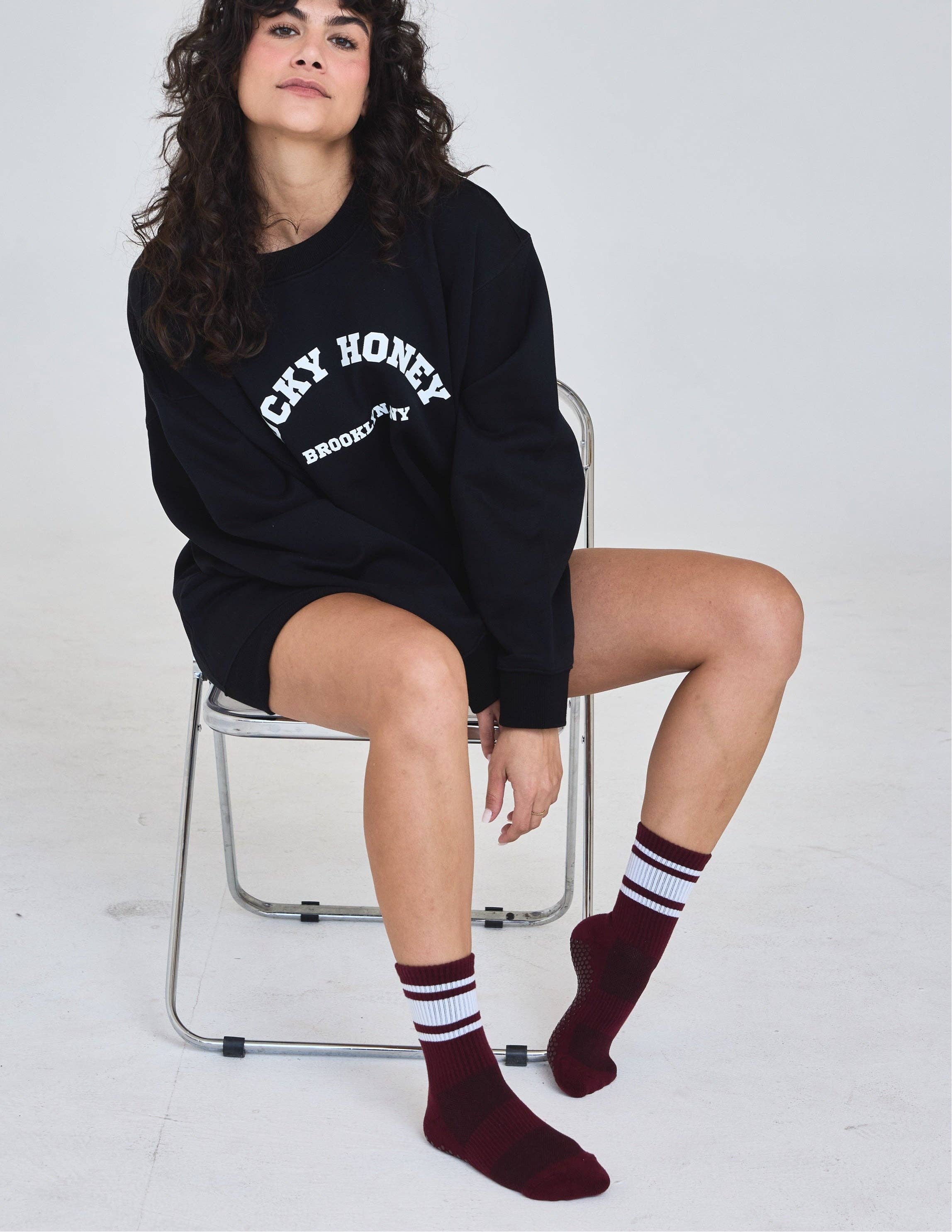 LUCKY HONEY - The Crew Stripe Grip Sock