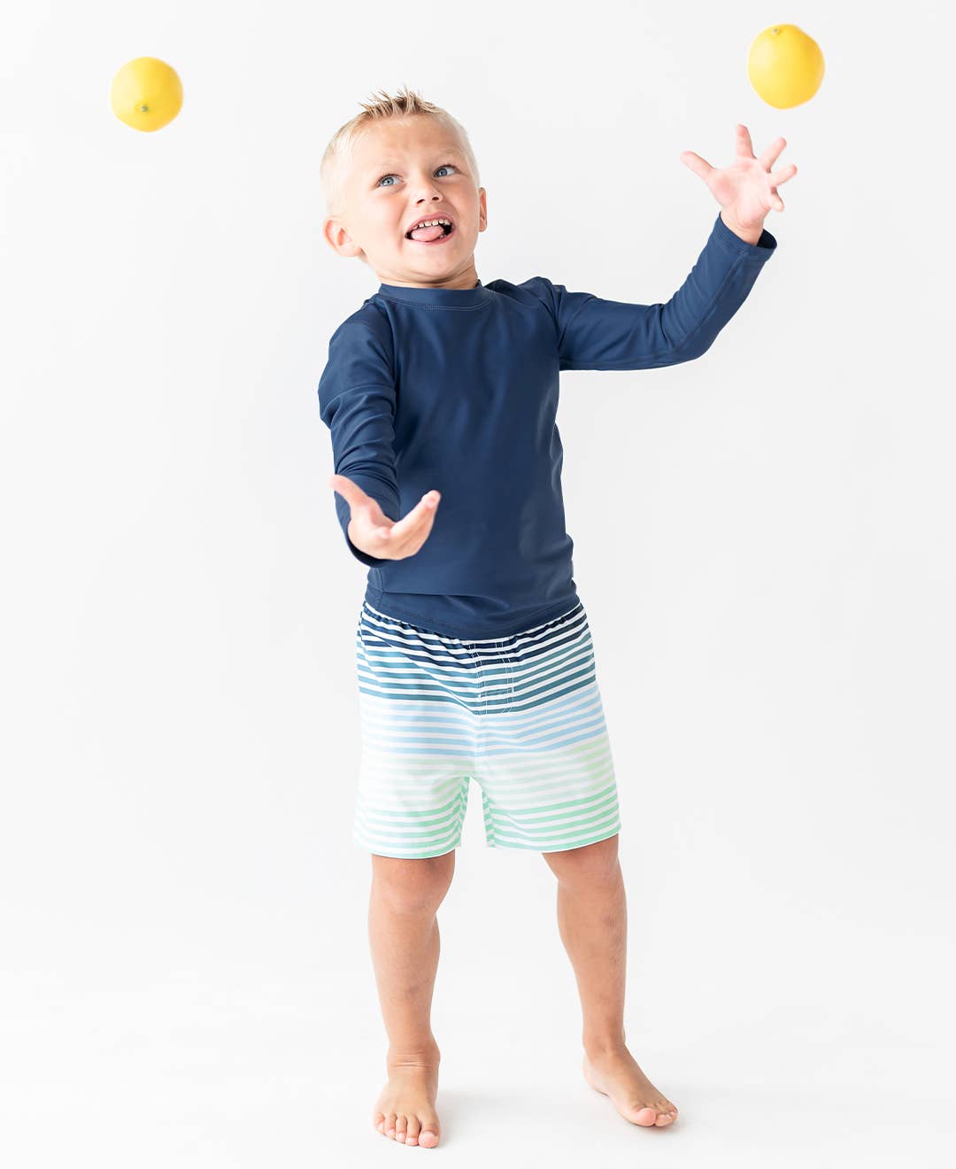 RuffleButts + RuggedButts - Boys Navy Long Sleeve Rash Guard - For All Elements