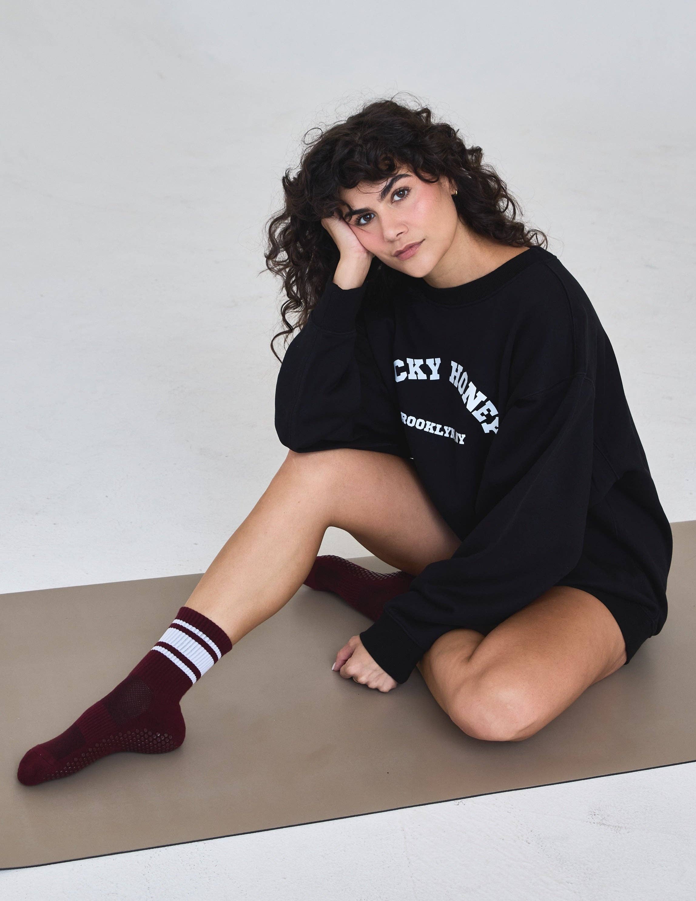 LUCKY HONEY - The Crew Stripe Grip Sock