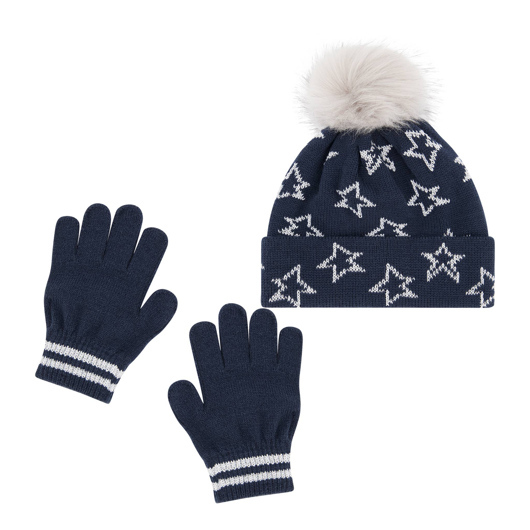 Andy & Evan - Boys Toddler / Kid Navy Star Hat & Glove Set - For All Elements
