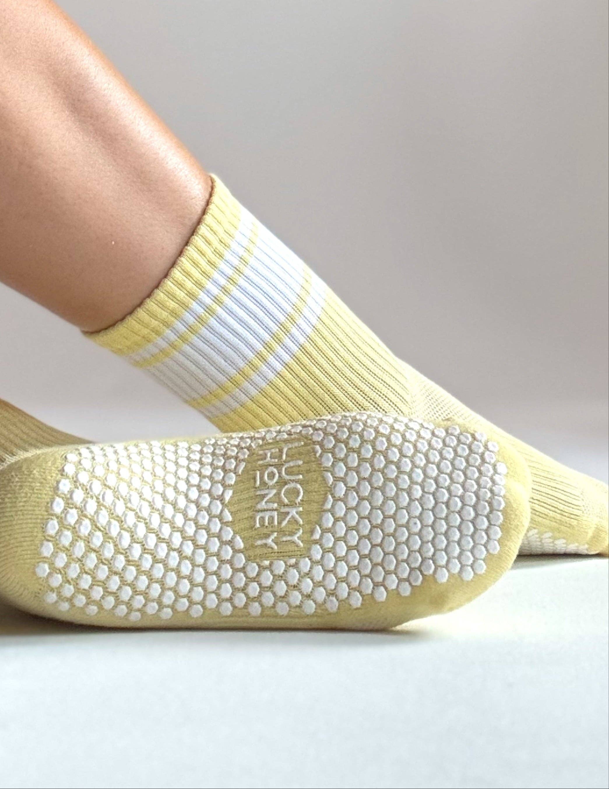 LUCKY HONEY - The Crew Stripe Grip Sock