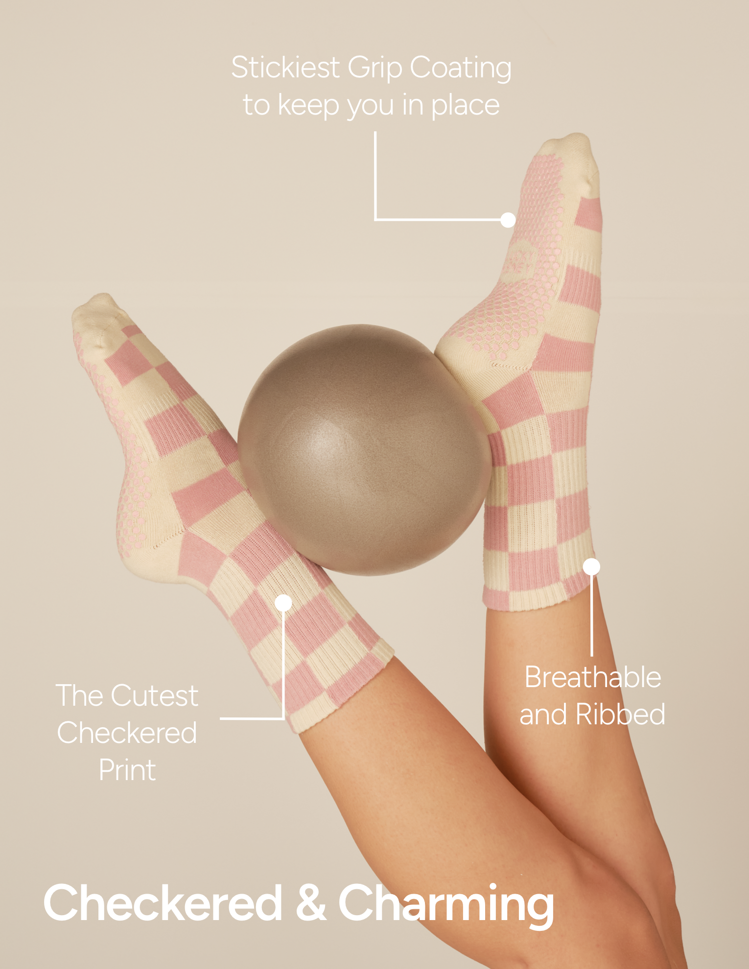LUCKY HONEY - The Checkered Crew Grip Sock