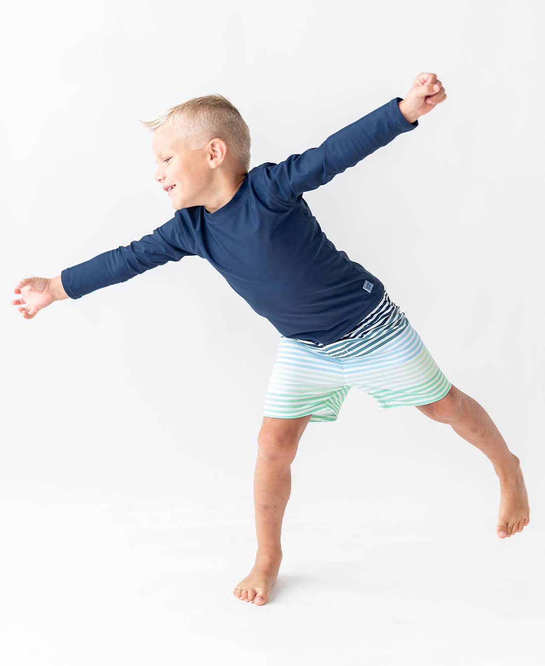 RuffleButts + RuggedButts - Boys Navy Long Sleeve Rash Guard - For All Elements